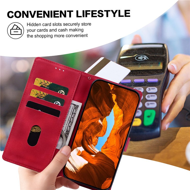 For Xiaomi Redmi Note 13 Pro 5G Case Imprinted Lace Flowers PU Leather Wallet Phone Cover - Red