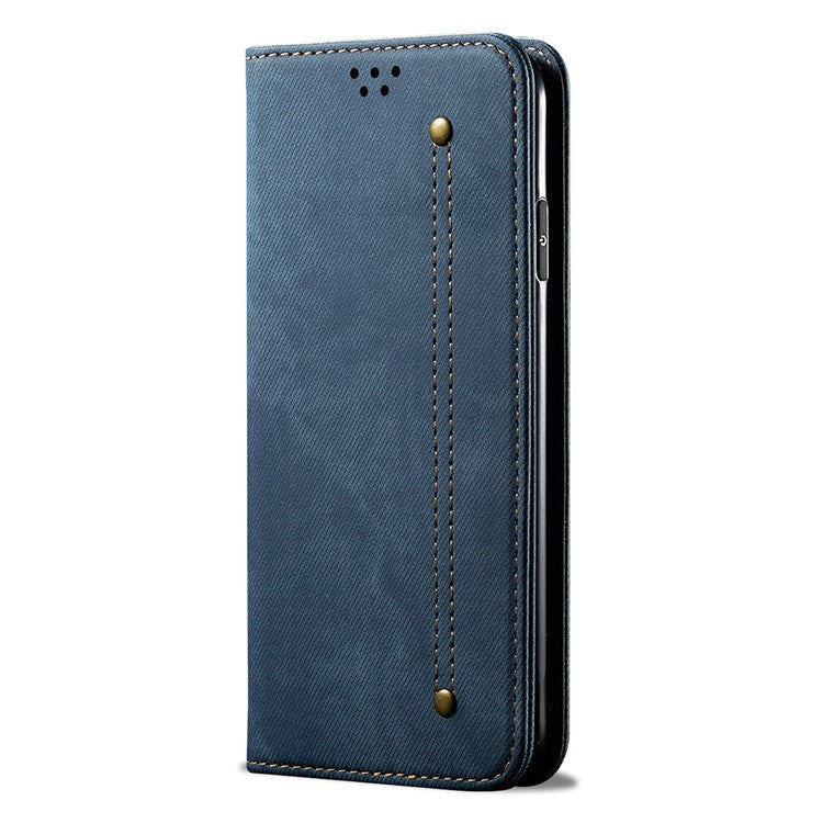 For Huawei Mate 70 Pro / Mate 70 Pro+ Case Jeans Cloth Texture Anti-Scratch Leather Stand Phone Cover - Blue