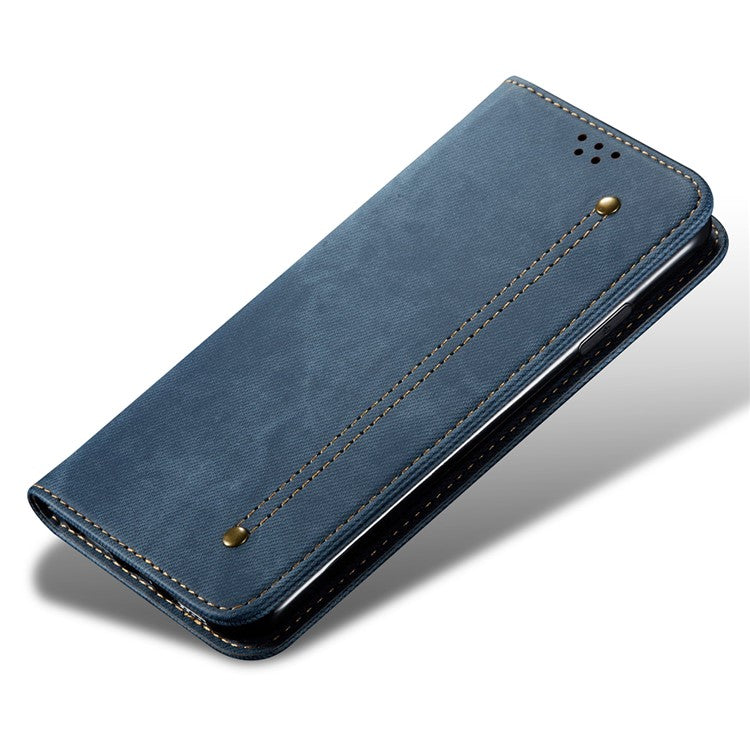 For Huawei Mate 70 Case Jeans Cloth Texture Anti-Scratch Leather Stand Phone Cover - Blue