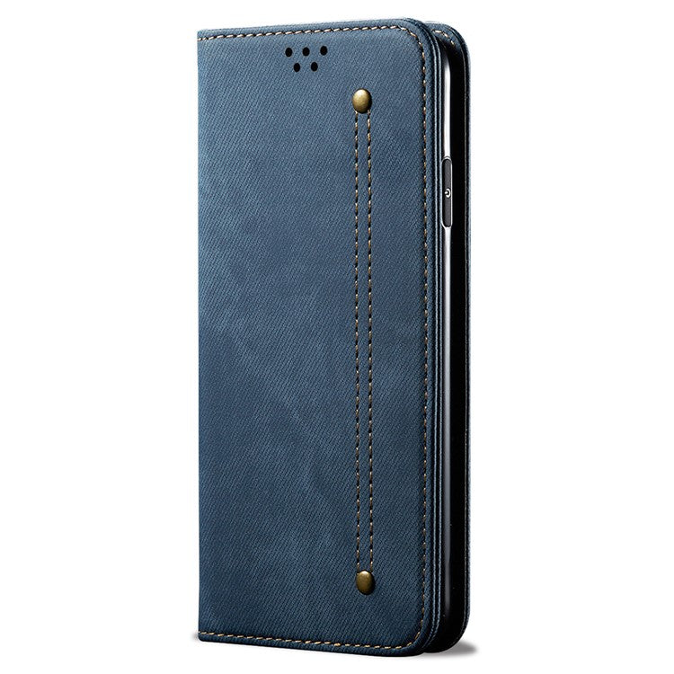 For Huawei Mate 70 Case Jeans Cloth Texture Anti-Scratch Leather Stand Phone Cover - Blue