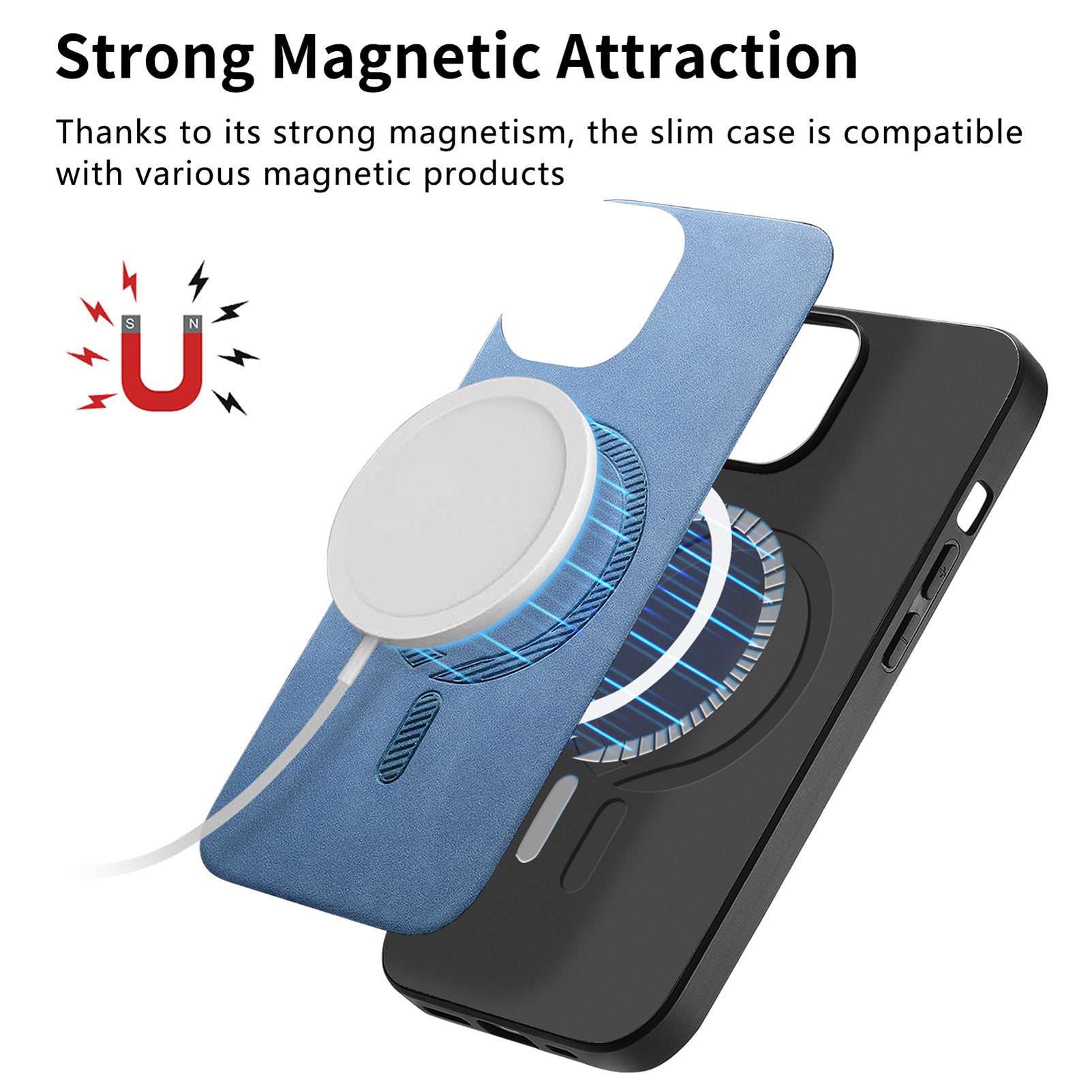 For Huawei Mate 70 Leather Back Case Compatible with MagSafe Skin-touch Phone Cover - Blue