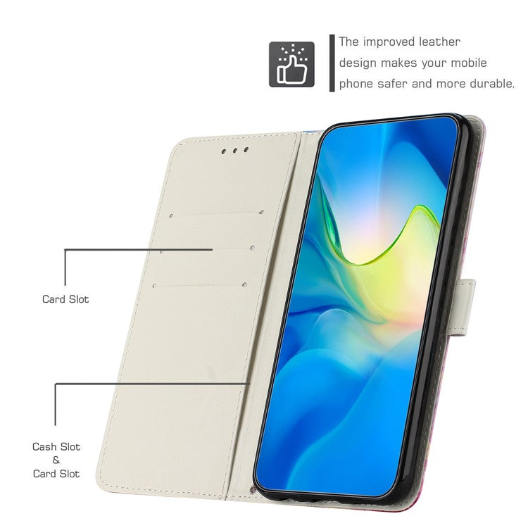 Stand Case for Motorola Moto G54 Power 5G / G14 4G / G54 5G / G64 5G Marble Pattern PU Leather Wallet Phone Cover - Pink  /  Green