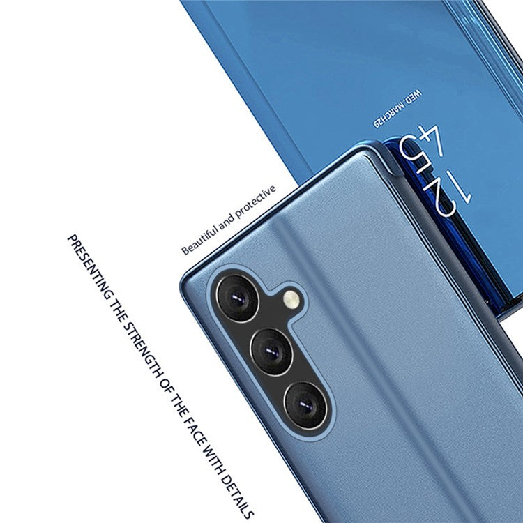 For Samsung Galaxy A26 5G Case View Window Stand Leather Flip Phone Cover - Blue