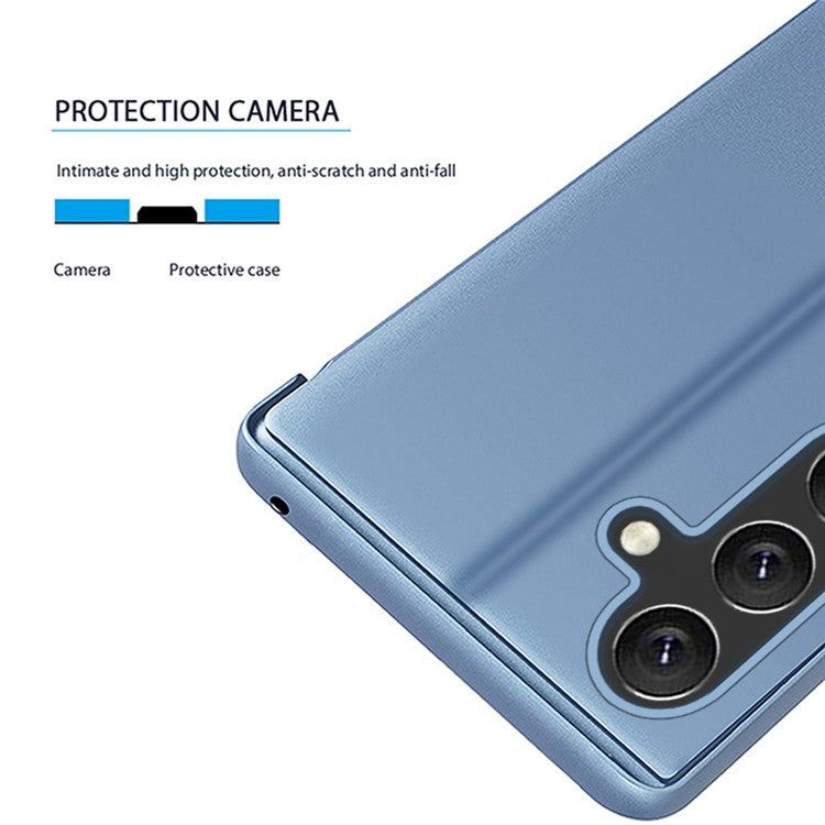 For Samsung Galaxy A26 5G Case View Window Stand Leather Flip Phone Cover - Blue