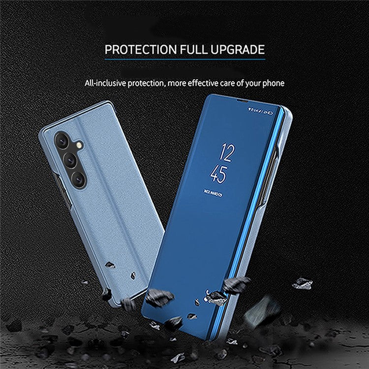 For Samsung Galaxy A26 5G Case View Window Stand Leather Flip Phone Cover - Blue