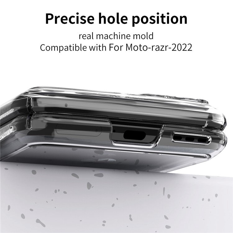 Macaron Series For Motorola Moto Razr 2022 5G Anti-drop Phone Case Skin-friendly PC Folding Phone Cover with Pen - Transparent