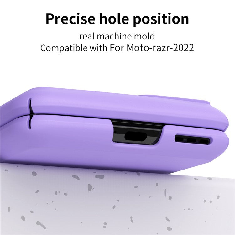 Macaron Series For Motorola Moto Razr 2022 5G Anti-drop Phone Case Skin-friendly PC Folding Phone Cover with Pen - Purple