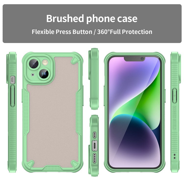 WANLONFENG MFFJ Series For iPhone 14 Case Anti Drop TPU Phone Back Cover with Screen Film - Green