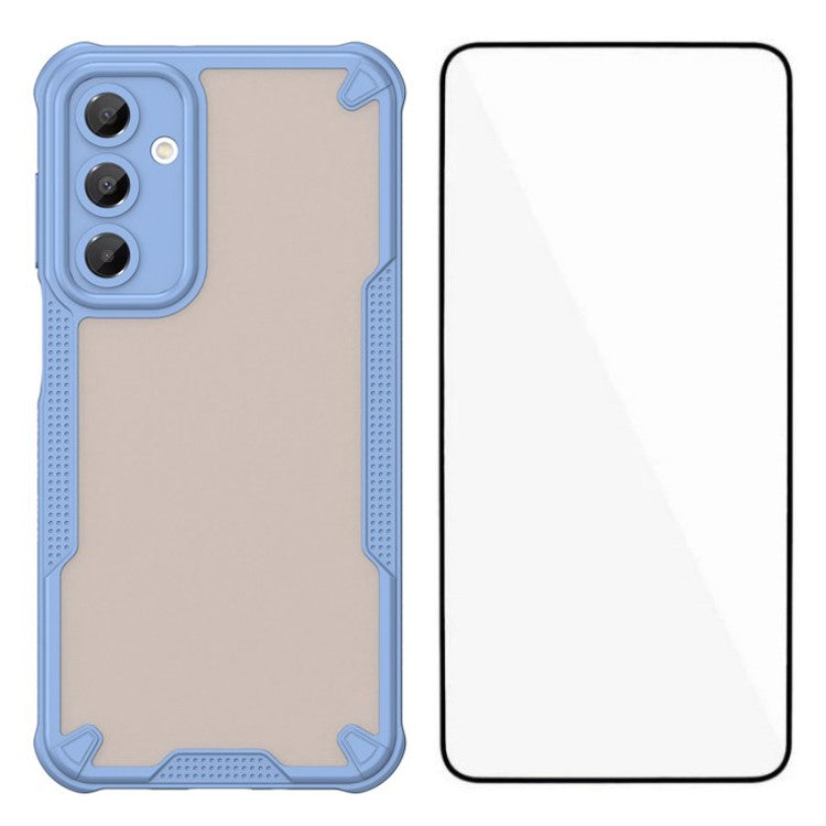 WANLONFENG MFFJ Series TPU Case for Samsung Galaxy A16 5G / A16 4G Anti Drop Phone Back Cover with Screen Film - Blue