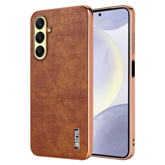 AZNS For Samsung Galaxy A26 5G Case Electroplating Crocodile Texture PU+TPU Phone Cover - Brown