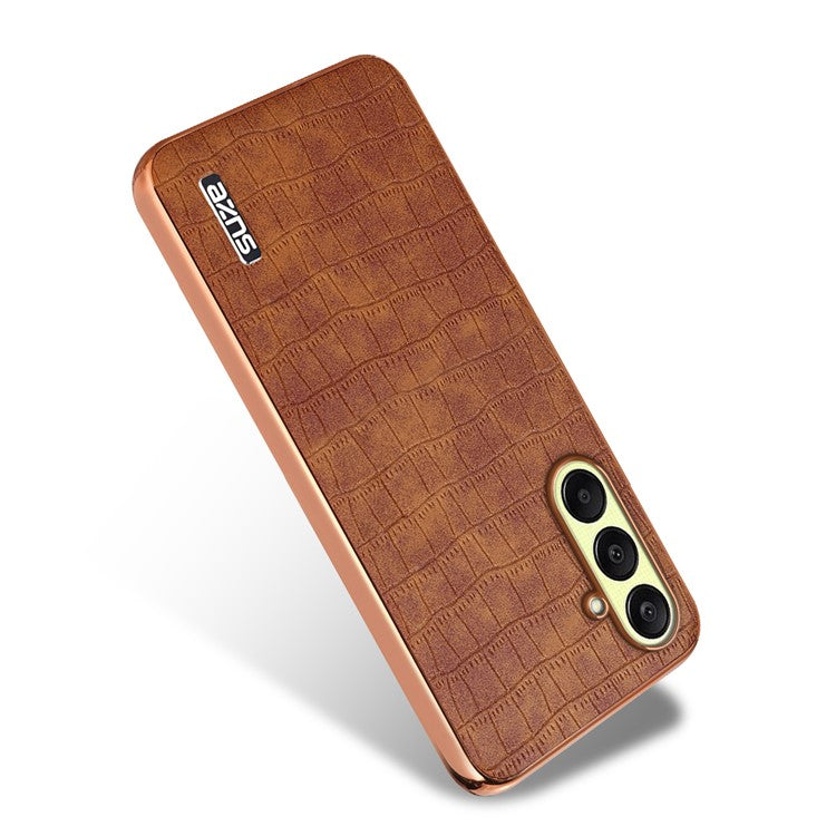 AZNS For Samsung Galaxy A26 5G Case Electroplating Crocodile Texture PU+TPU Phone Cover - Brown