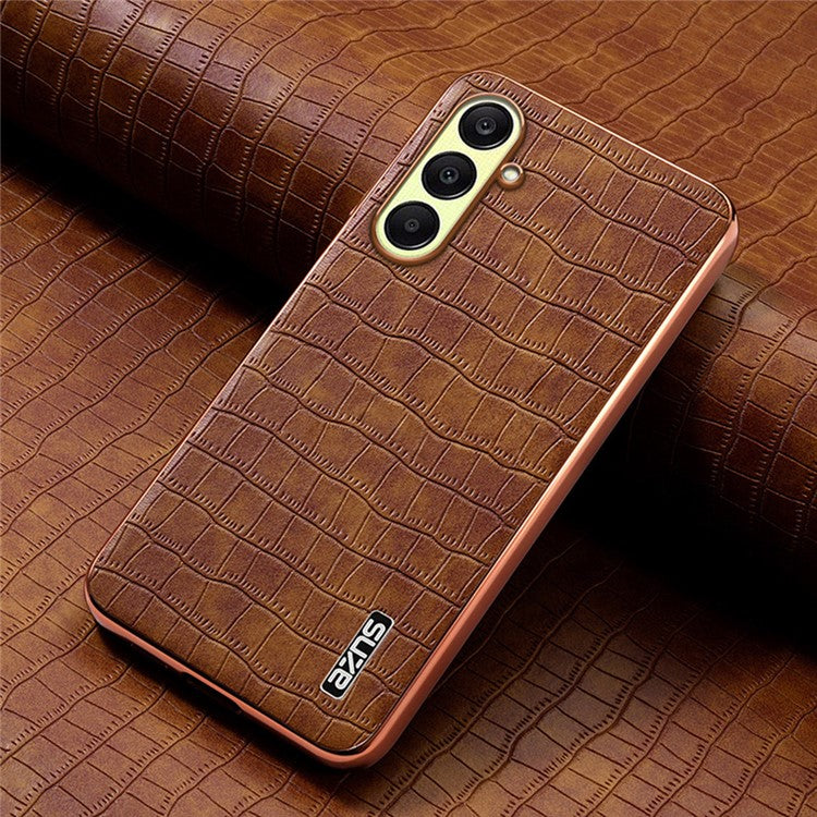 AZNS For Samsung Galaxy A26 5G Case Electroplating Crocodile Texture PU+TPU Phone Cover - Brown