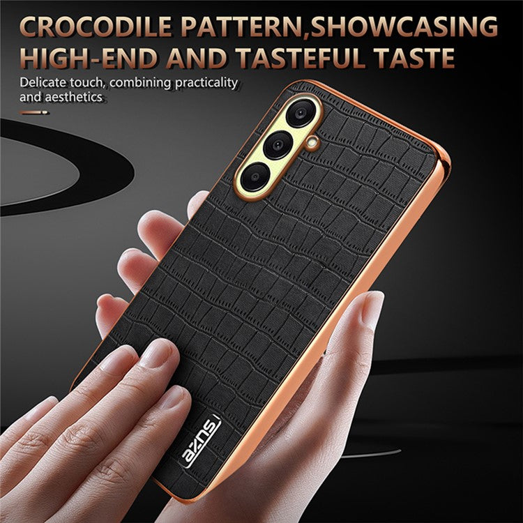 AZNS For Samsung Galaxy A26 5G Case Electroplating Crocodile Texture PU+TPU Phone Cover - Brown