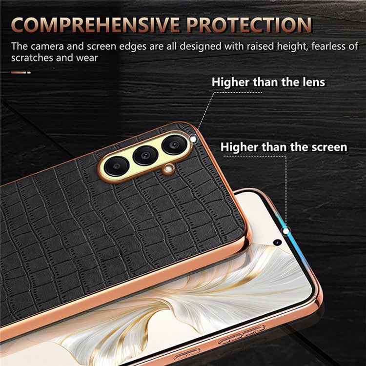 AZNS For Samsung Galaxy A26 5G Case Electroplating Crocodile Texture PU+TPU Phone Cover - Brown