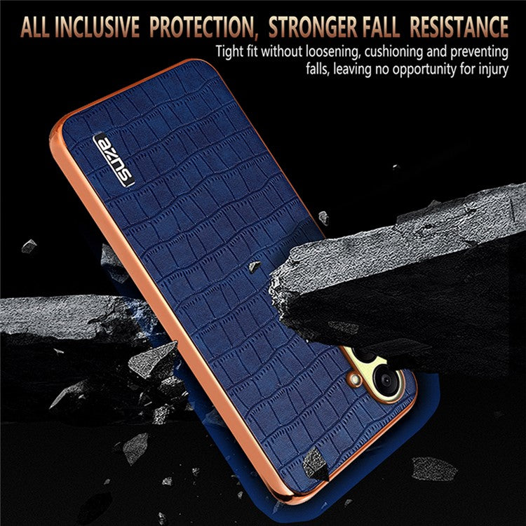 AZNS For Samsung Galaxy A26 5G Case Electroplating Crocodile Texture PU+TPU Phone Cover - Brown