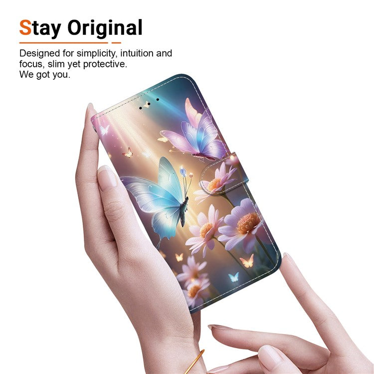 For Motorola Moto G35 5G Case Pattern Printing Anti-Drop Leather Flip Wallet Phone Cover with Lanyard - Butterfly Floral