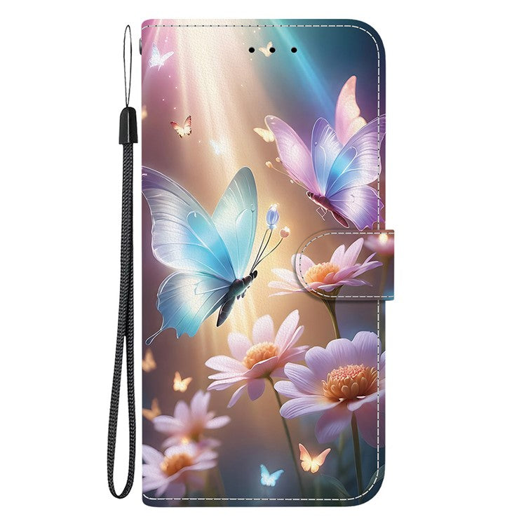For Motorola Moto G35 5G Case Pattern Printing Anti-Drop Leather Flip Wallet Phone Cover with Lanyard - Butterfly Floral