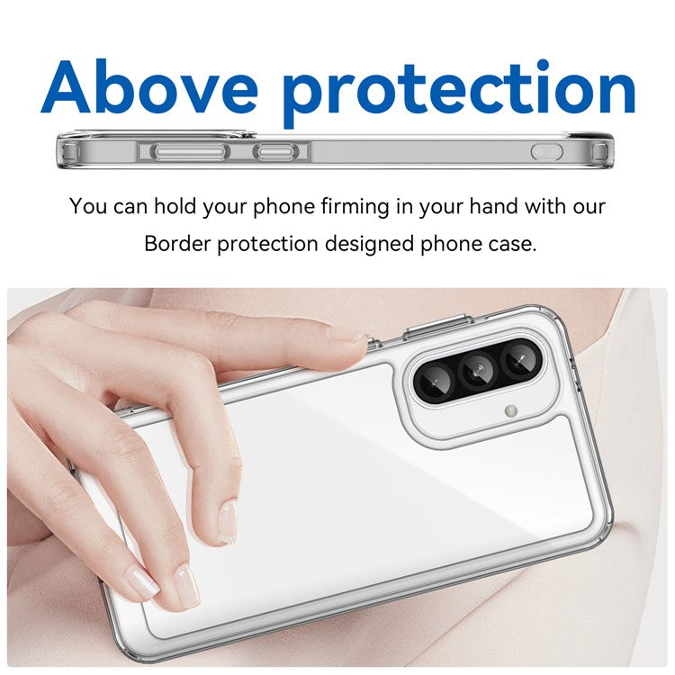 WANLONFENG MF Series for Samsung Galaxy A56 5G Case TPU Acrylic Clear Phone Cover with Tempered Glass Film