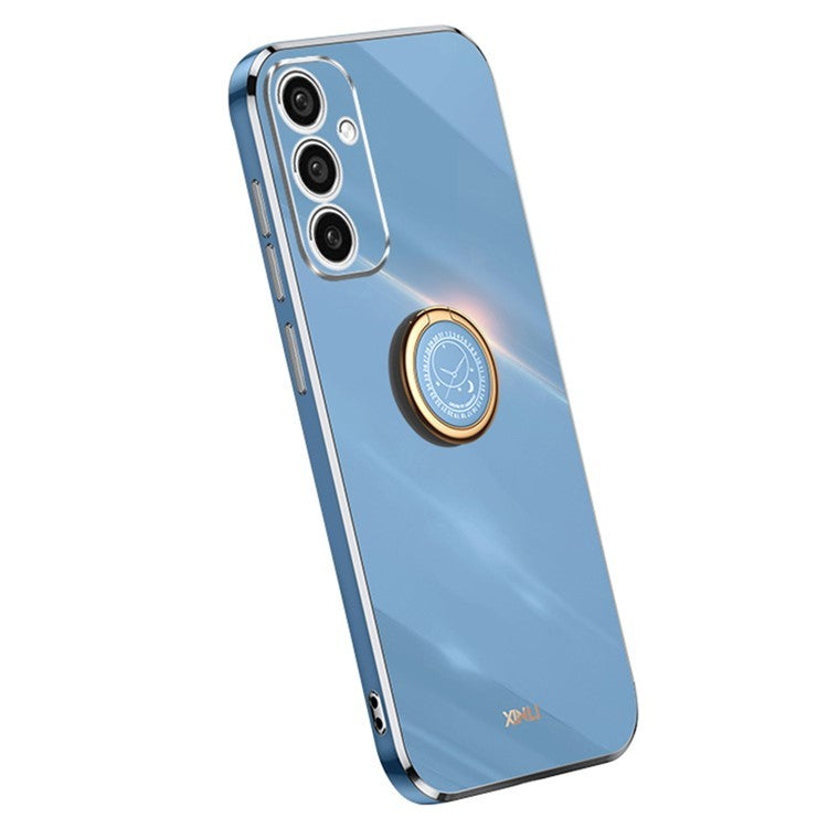 XINLI For Samsung Galaxy A36 5G Case Ring Kickstand Electroplating TPU Phone Cover - Blue