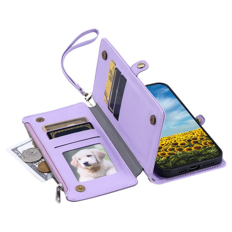 015 Style For Xiaomi Redmi Note 14 5G Case TPU+PU Leather Wallet Phone Cover with Straps - Purple