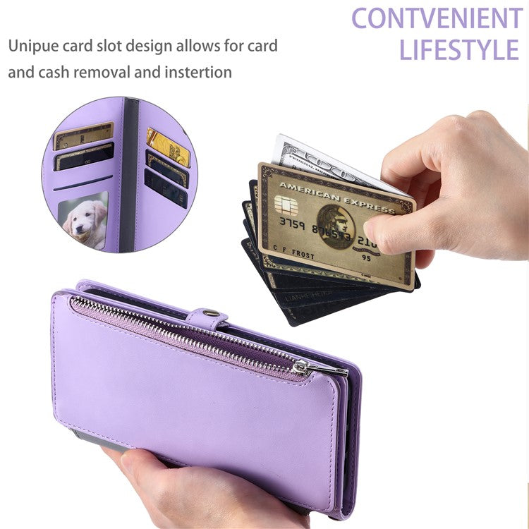 015 Style For Xiaomi Redmi Note 14 5G Case TPU+PU Leather Wallet Phone Cover with Straps - Purple