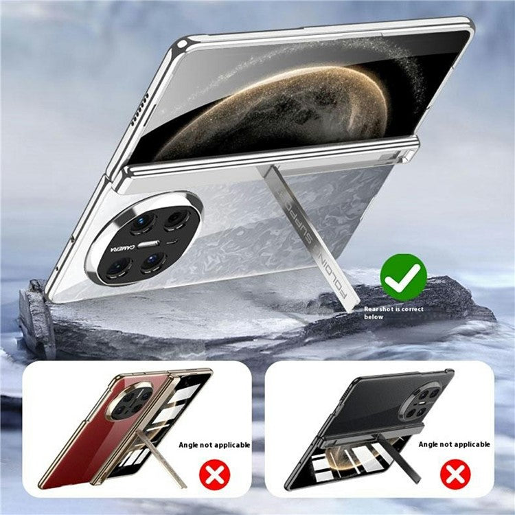 GKK For Huawei Mate X6 Case Ultra Clear Magnetic Hinge PC + Tempered Glass Phone Cover - Black