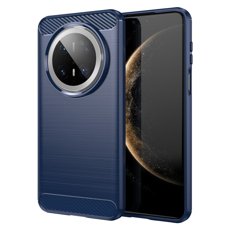 For Huawei Mate 70 Pro / 70 Pro+ Case Carbon Fiber Texture Brushed Phone Back Cover - Blue
