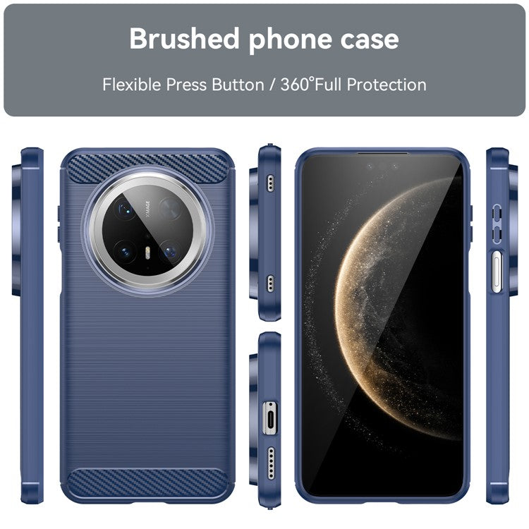 For Huawei Mate 70 Pro / 70 Pro+ Case Carbon Fiber Texture Brushed Phone Back Cover - Blue
