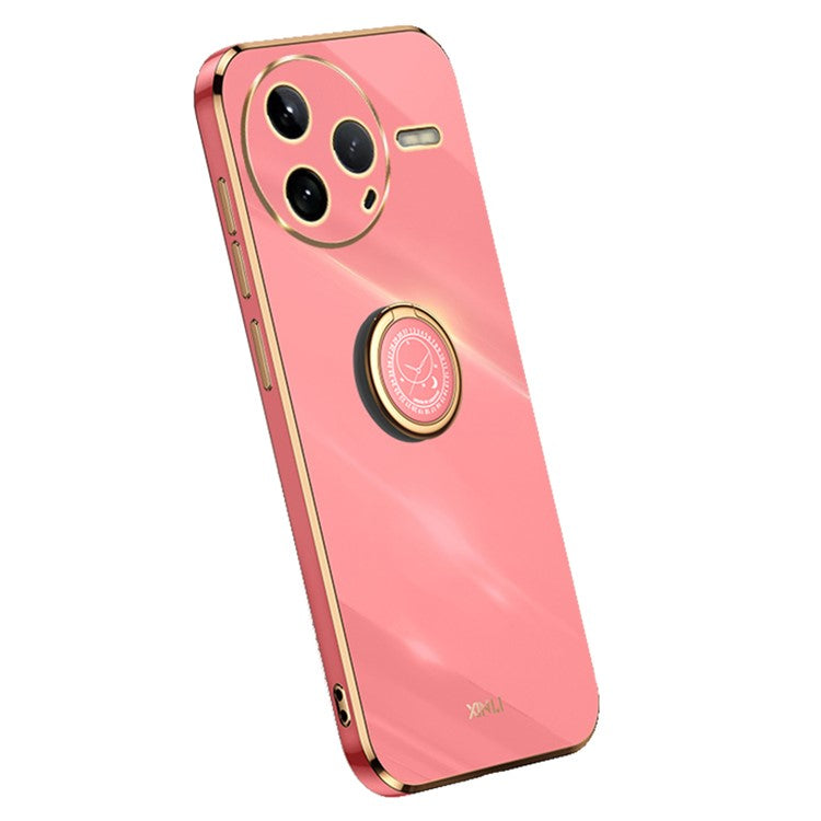 XINLI For Xiaomi Poco F7 Pro 5G / Redmi K80 5G Case Ring Kickstand Electroplating TPU Phone Cover - Red