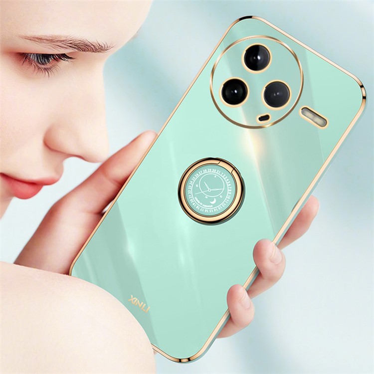 XINLI For Xiaomi Poco F7 Pro 5G / Redmi K80 5G Case Ring Kickstand Electroplating TPU Phone Cover - Red