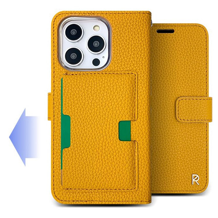 SIMPLY ROAR For iPhone 14 Pro Case with Wallet Card Holder Leather Phone Cover - Orange