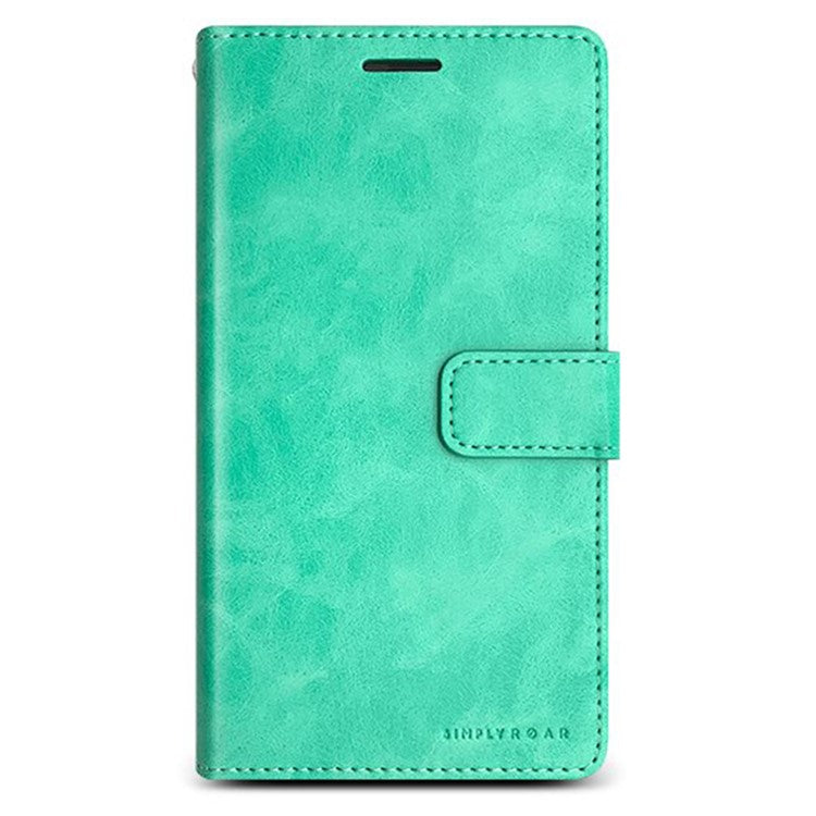SIMPLY ROAR For iPhone 14 Pro Max Leather Case Wallet Flip Stand Phone Cover - Light Green