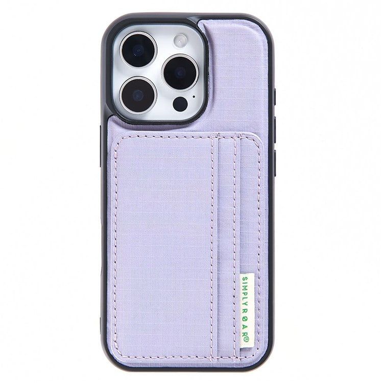 SIMPLY ROAR For iPhone 14 Pro Case with Card Holder Kickstand Retro Leather Back Cover - Light Purple