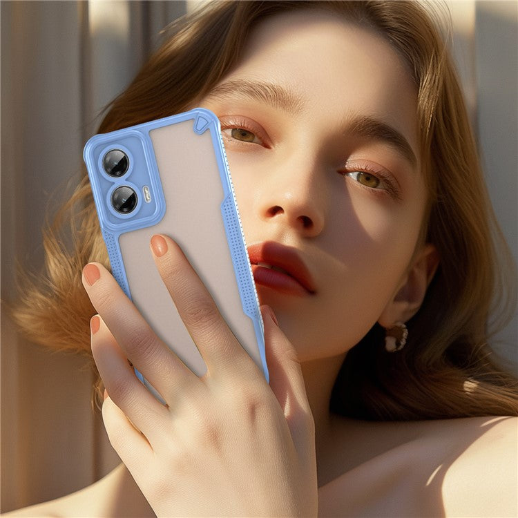 For Motorola Moto G35 5G Case Hybrid Frosted Phone Back Cover - Blue