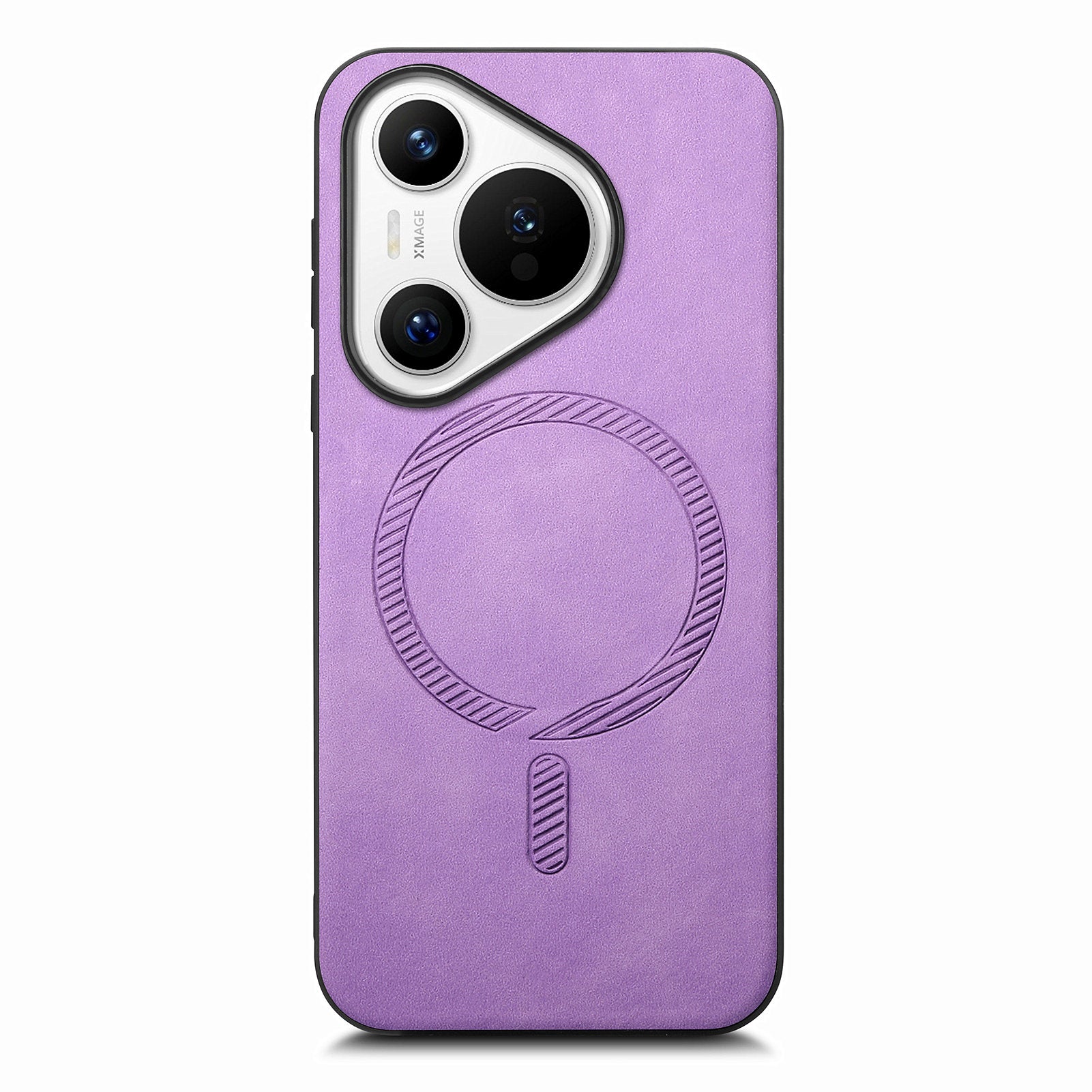 For Huawei Pura 70 Leather Back Case Compatible with MagSafe Skin-touch Phone Cover - Purple