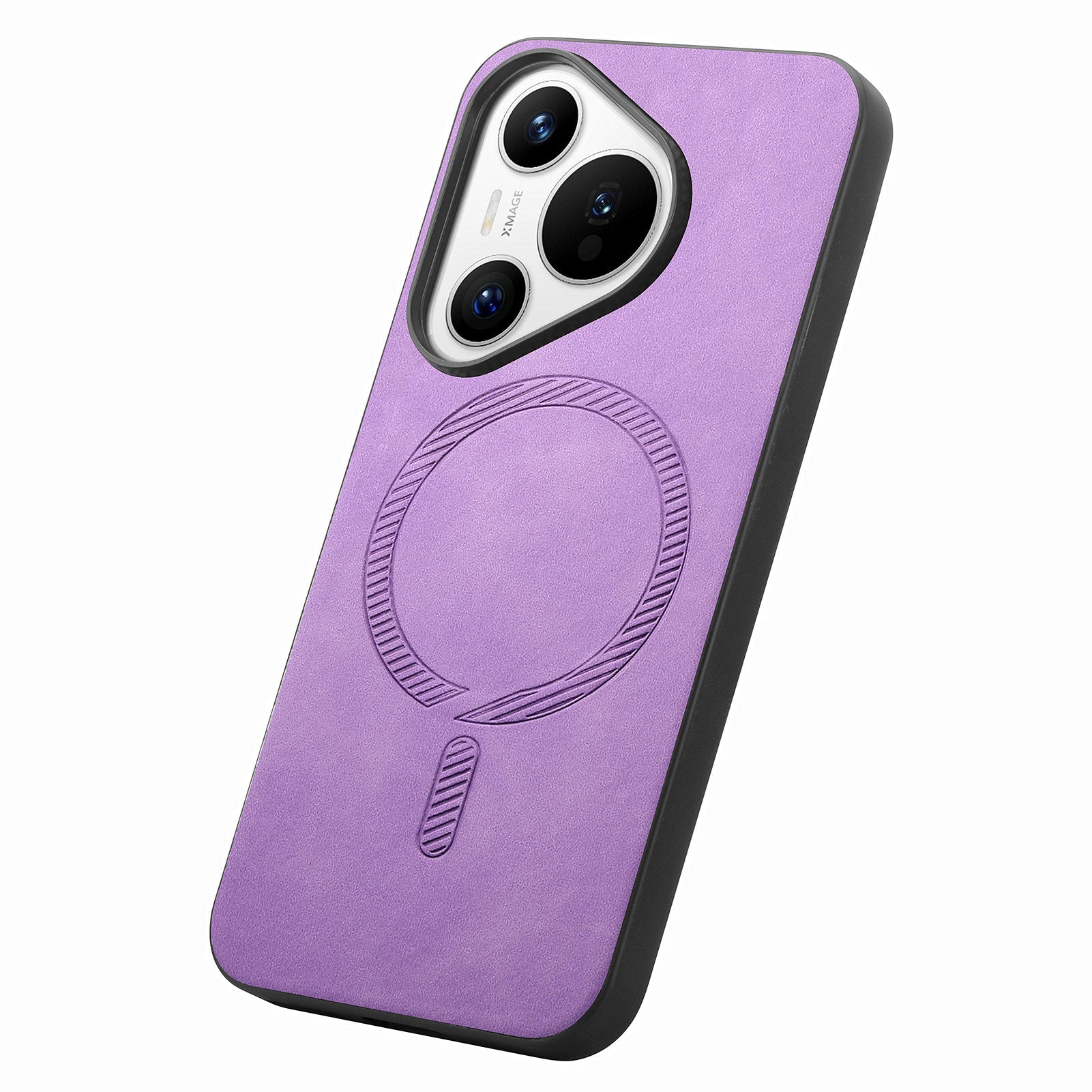 For Huawei Pura 70 Leather Back Case Compatible with MagSafe Skin-touch Phone Cover - Purple