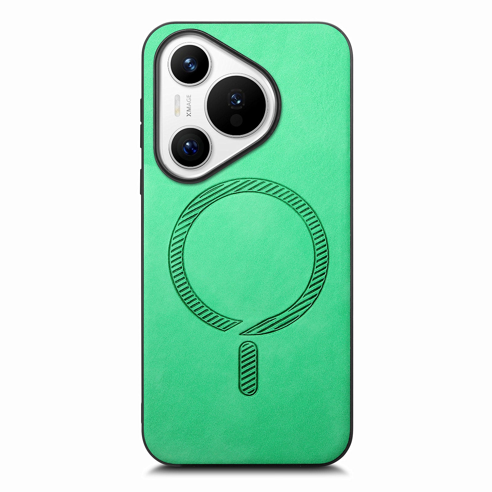 For Huawei Pura 70 Leather Back Case Compatible with MagSafe Skin-touch Phone Cover - Green