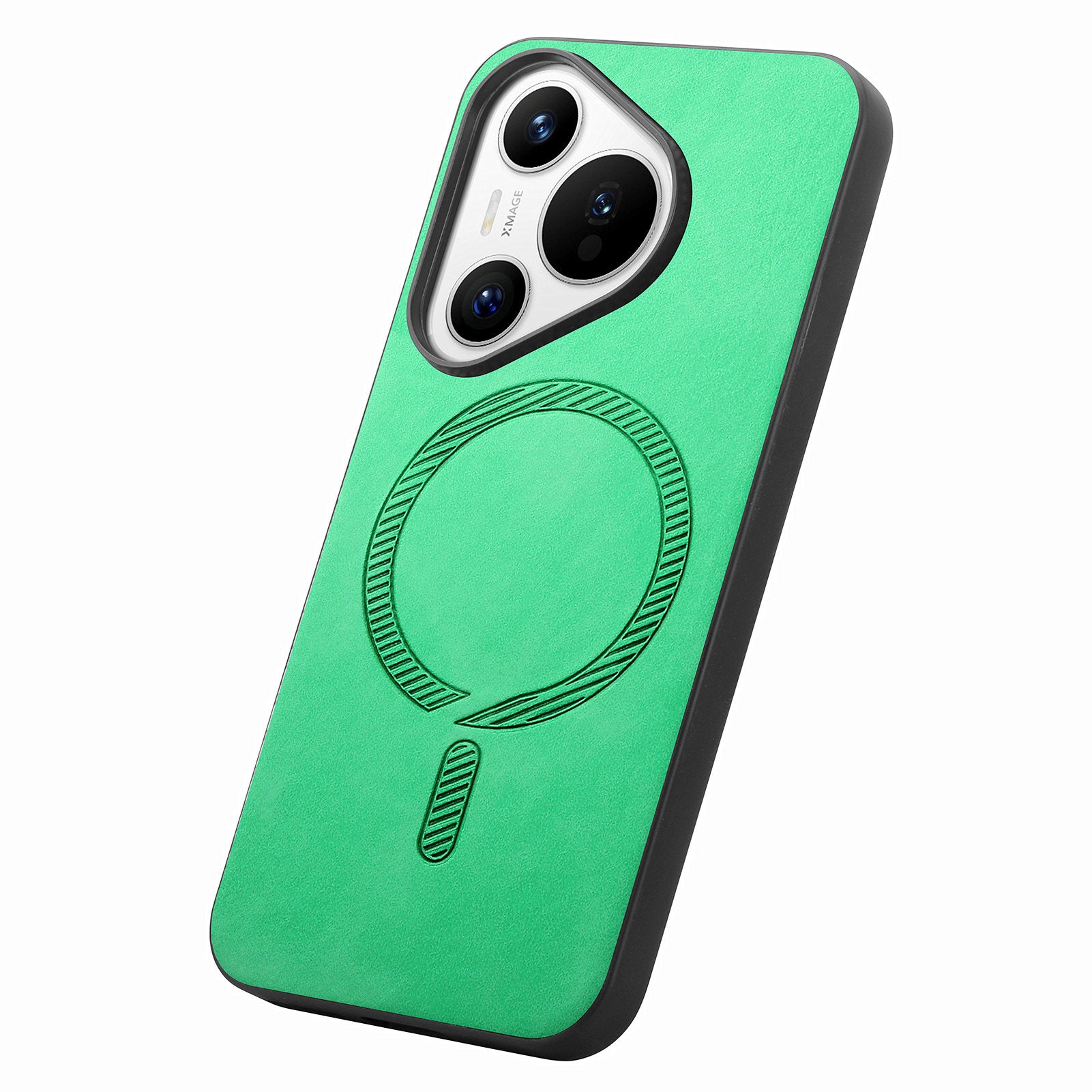 For Huawei Pura 70 Leather Back Case Compatible with MagSafe Skin-touch Phone Cover - Green