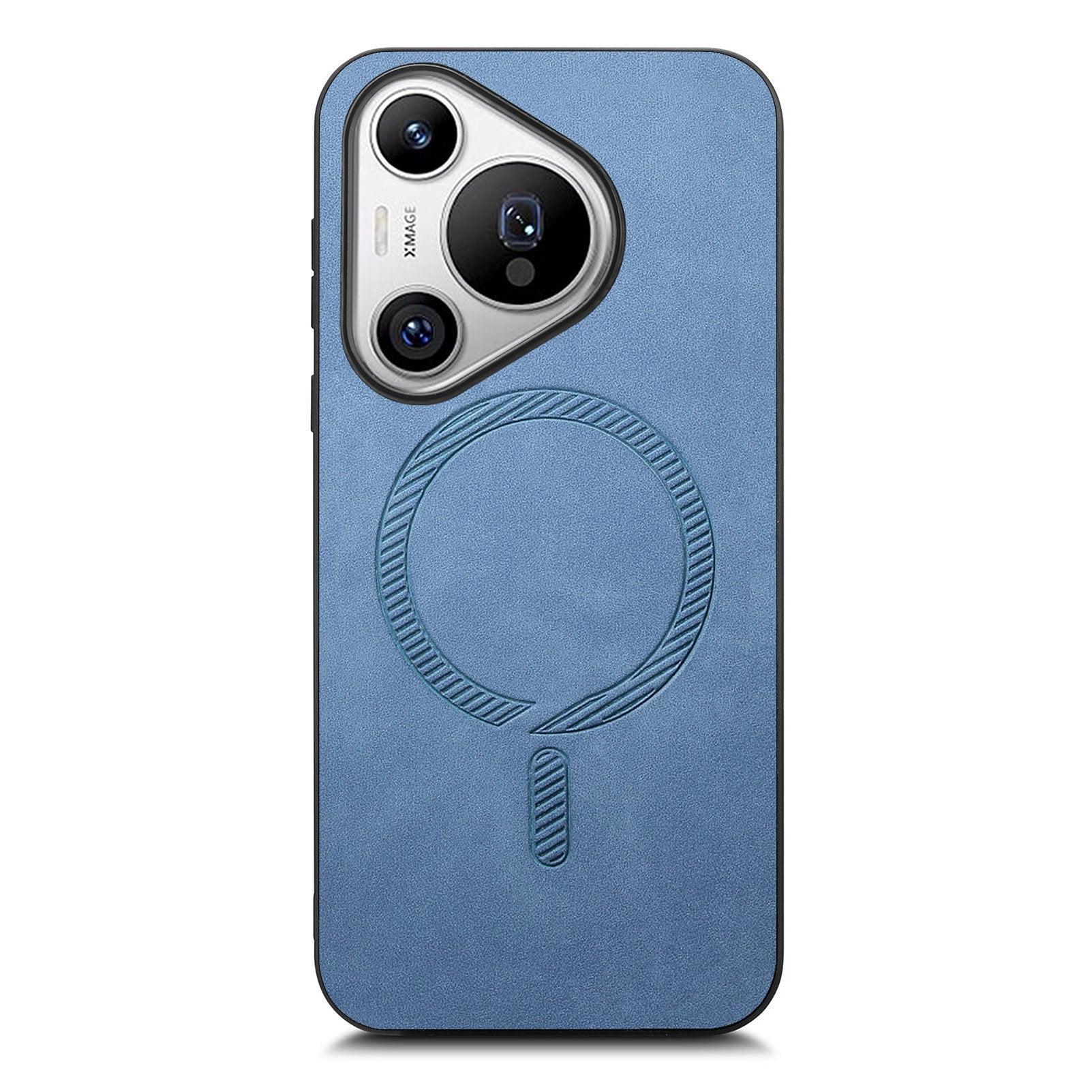 For Huawei Pura 70 Pro+ Leather Back Case Compatible with MagSafe Skin-touch Phone Cover - Blue