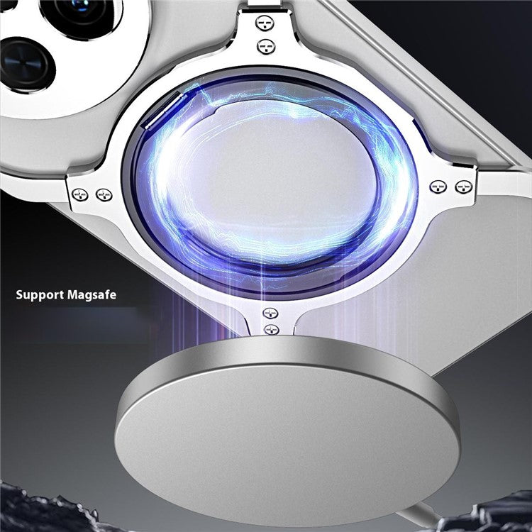 For Huawei Mate 70 Kickstand Case Metal Bumper Magnetic Phone Cover - Silver / Silver