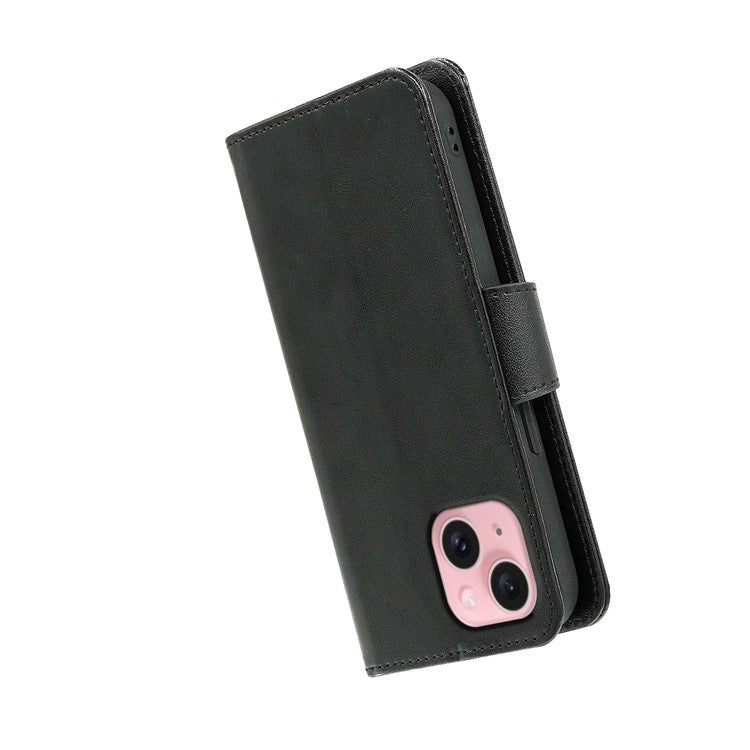 For iPhone 14 Case Stand Card Holder Wallet Leather Phone Cover - Black