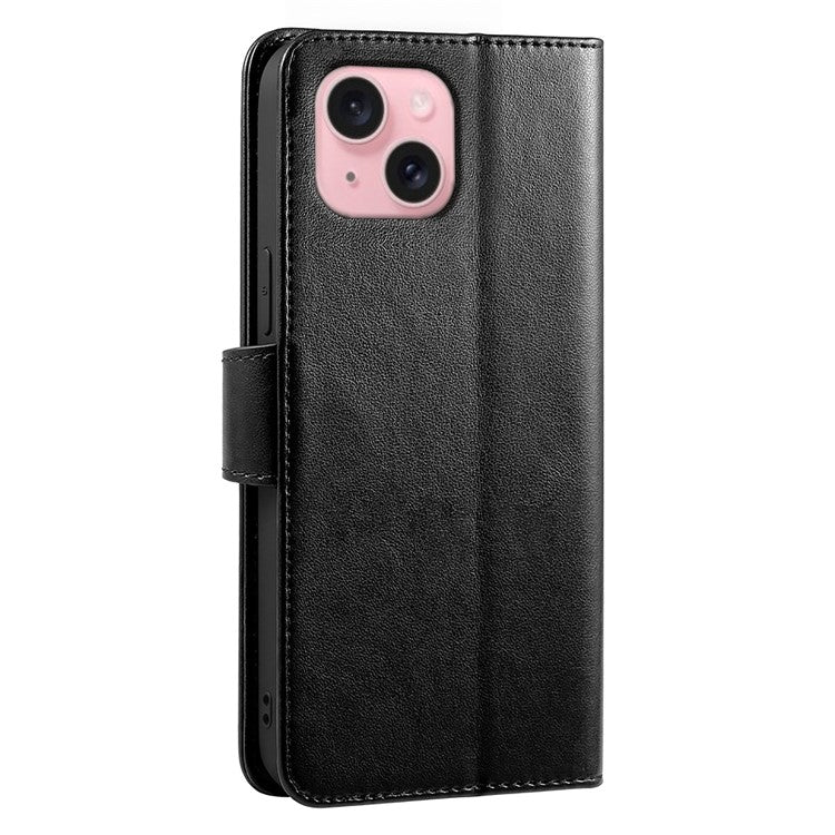 For iPhone 14 Case Stand Card Holder Wallet Leather Phone Cover - Black