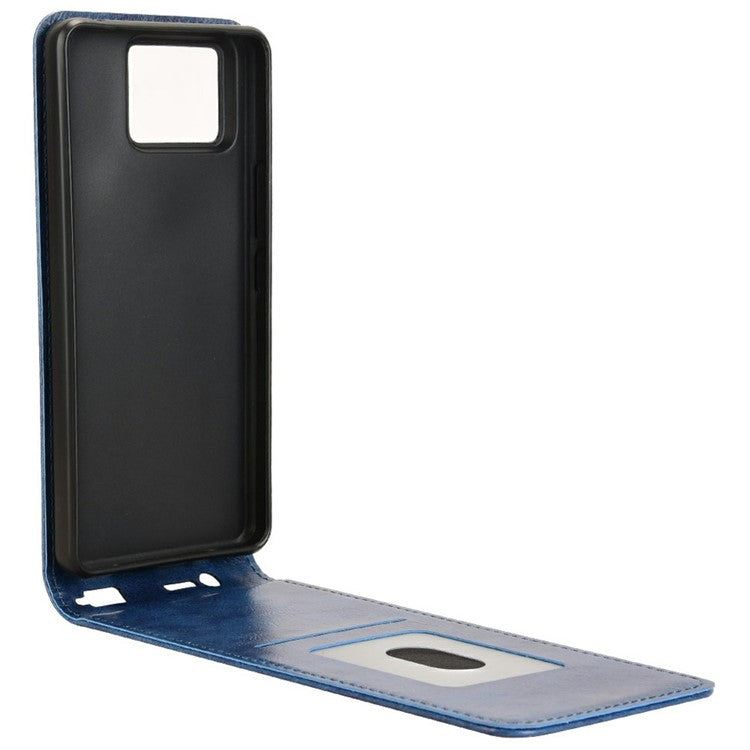 For Asus Zenfone 11 Ultra 5G Case with Card Slot Magnetic Vertical Flip Leather Phone Cover - Dark Blue