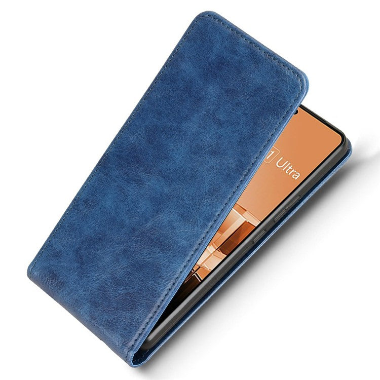 For Asus Zenfone 11 Ultra 5G Case with Card Slot Magnetic Vertical Flip Leather Phone Cover - Dark Blue