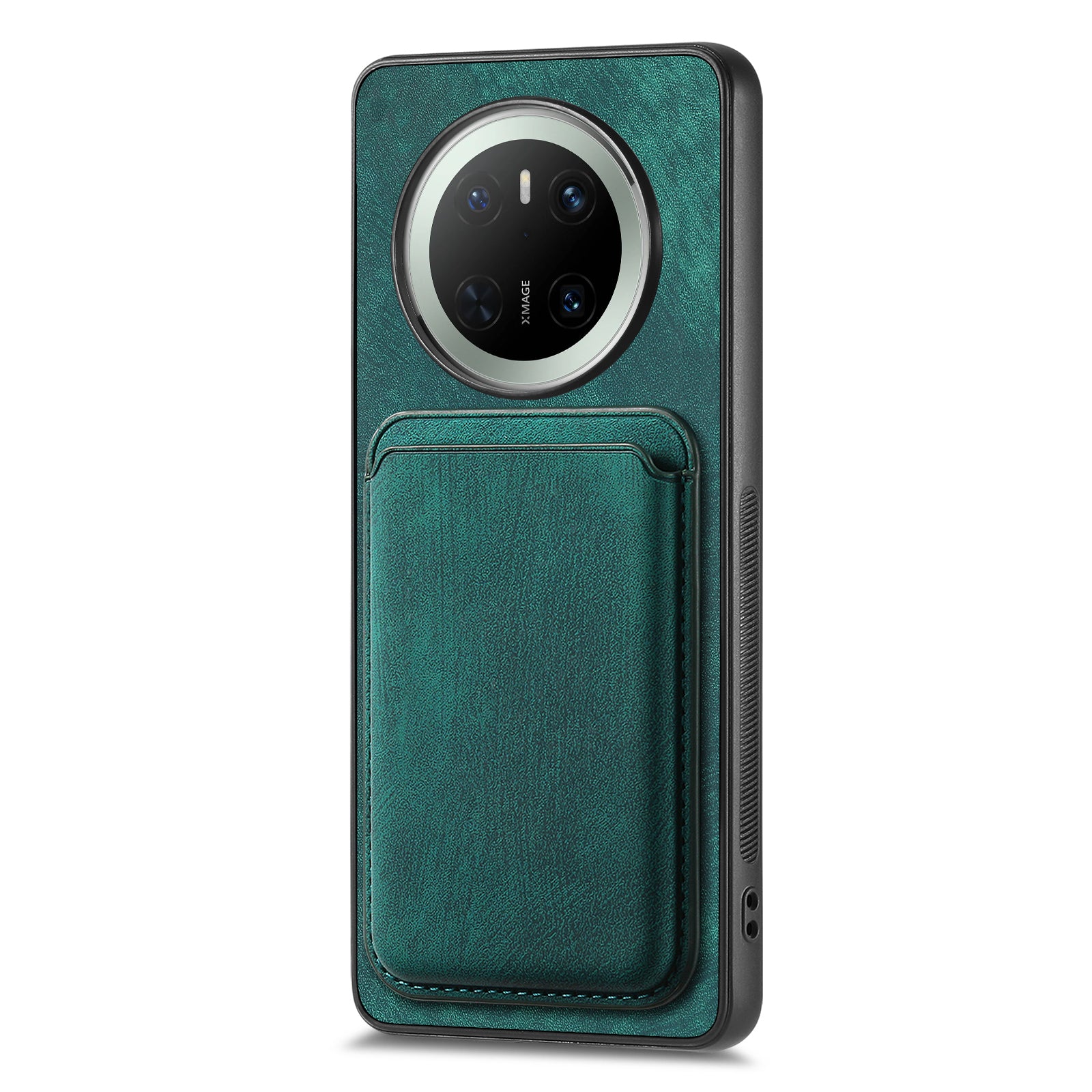 For Huawei Mate 70 Case Compatible with MagSafe Leather Back Cover with Detachable Card Holder - Green
