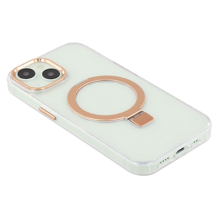 For iPhone 14 Case Compatible with MagSafe Kickstand TPU + PC Clear Phone Cover - Gold