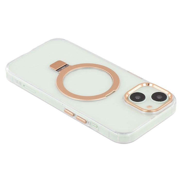 For iPhone 14 Case Compatible with MagSafe Kickstand TPU + PC Clear Phone Cover - Gold