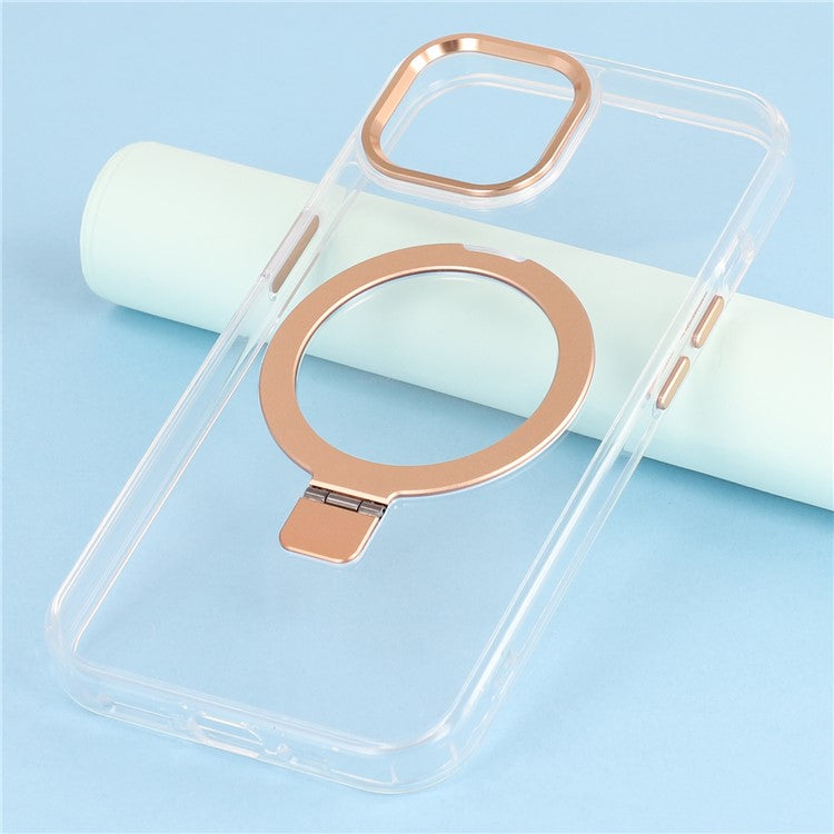 For iPhone 14 Case Compatible with MagSafe Kickstand TPU + PC Clear Phone Cover - Gold