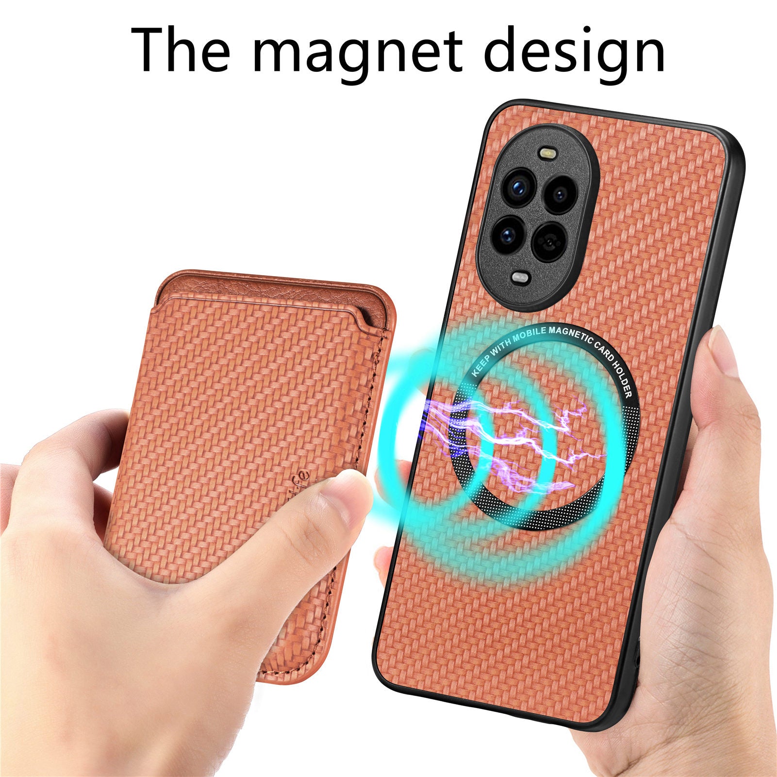 For Huawei nova 13 Pro 5G Case Magnetic Detachable Card Holder Phone Back Cover - Brown