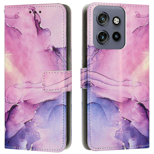 Stand Case for Motorola Moto S50 5G / Edge 50 Neo 5G / ThinkPhone 25 5G Marble Pattern PU Leather Wallet Phone Cover - Purple